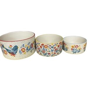 Pioneer Woman Breezy Blossom Mazie 3 Piece Nesting Stoneware Bowl 3 pc Set 2021